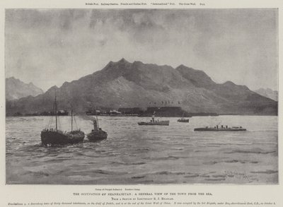 La ocupación de Shanhaikuan, una vista general de la ciudad desde el mar de Henry Charles Seppings Wright